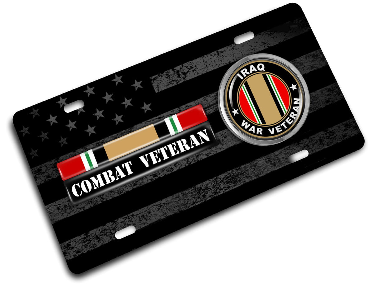 Iraq Combat Veteran - Stainless Steel Car License Plate